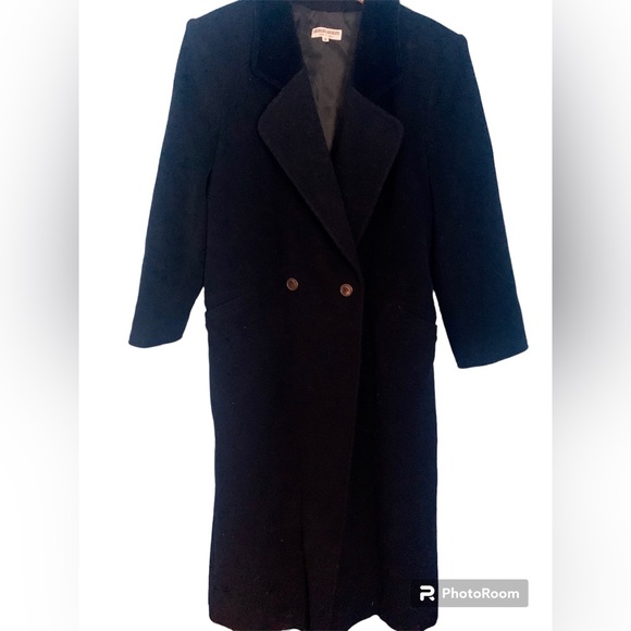 Giorgio Armani Women’s Long Black Lana Wool Cashmere Blend Coat Size 40 US 6 - Picture 2 of 13